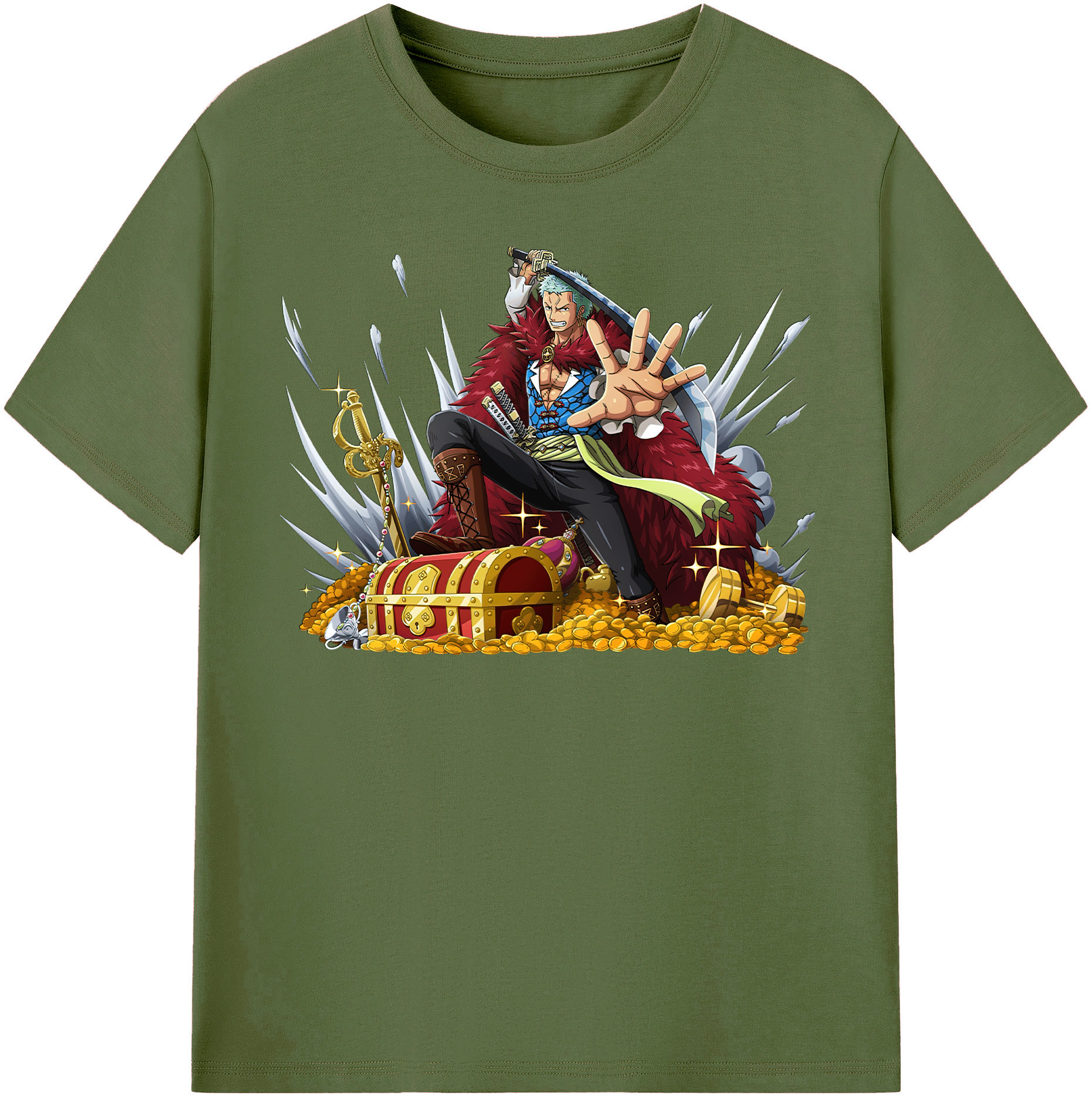 ワンピース ロロノア・ゾロ ONE PIECE Roronoa Zoro 綿100％半袖Tシャツ（フロントプリント）